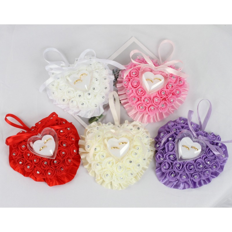 Ring Bearer Pillow - Romantic Wedding Ring Pillow Lvory Satin