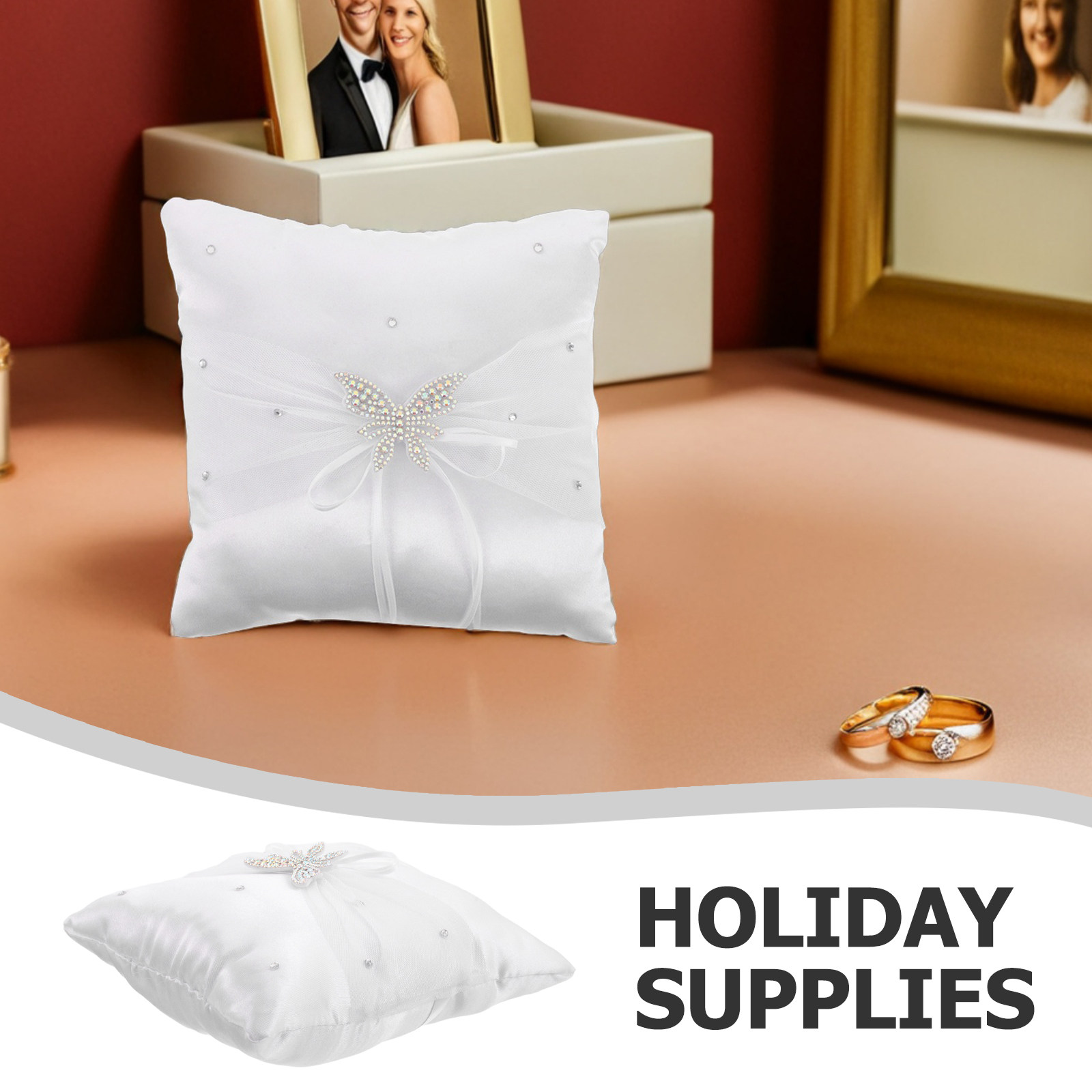 White Satin Ring Pillow Rhines - đánh giá và giá Ring Bearer Pillow