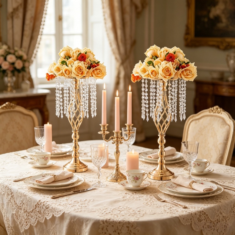 Elegant Tall Gold Crystal Flow - đánh giá và giá Centerpiece Vase Tall