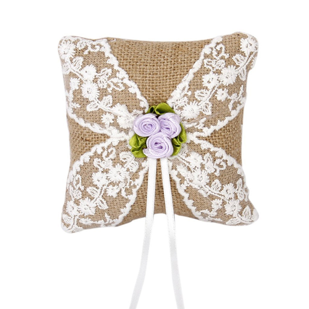 Brown Burlap Wedding Ring Pill - đánh giá và giá Ring Bearer Pillow