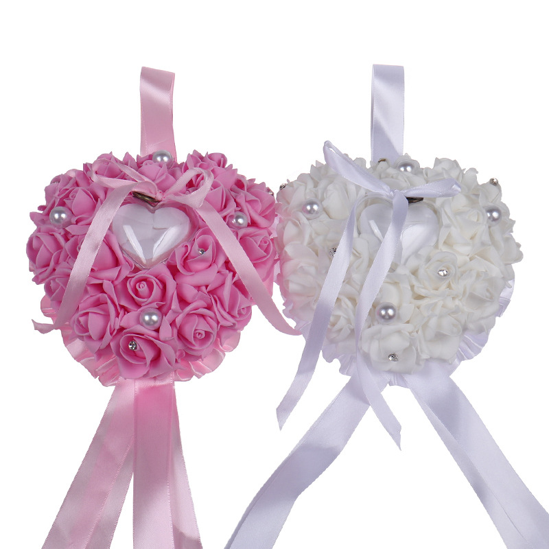 1Pcs Heart-shape Rose Flowers  - đánh giá và giá Ring Bearer Pillow